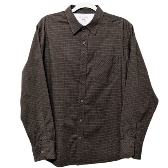 HORNY TOAD Brown Check Button Up Shirt M - Picture 1 of 9